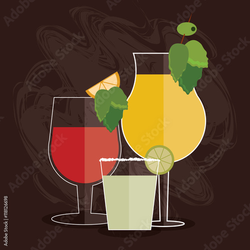 cocktail orange olive glass summer alcohol icon. drinks and menu design, vector illustration