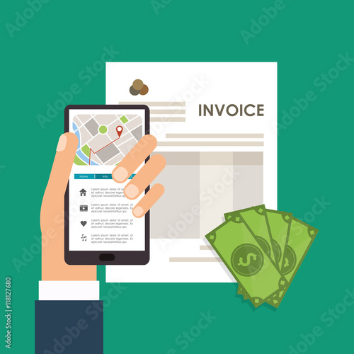 smartphone bills document payment financial item icon. Invoice design, vector illustration