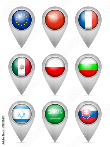 Free Download Map marker national flag set - GFXLoad