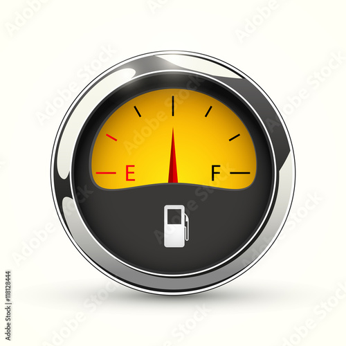 Brilliant fuel sensor with metal frame, vector illustration