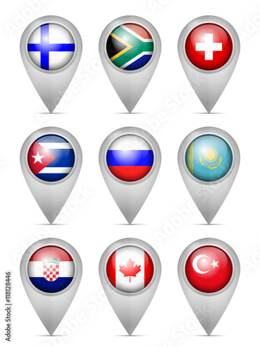 Free Download Map marker national flag set - GFXLoad