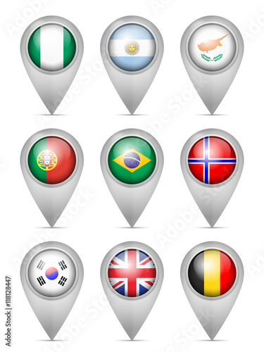 Free Download Map marker national flag set - GFXLoad