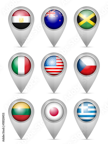 Map marker national flag set Free Download Map marker national flag set - GFXLoad