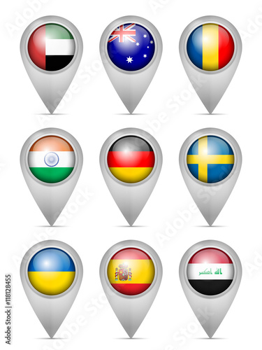 Map marker national flag set Free Download Map marker national flag set - GFXLoad