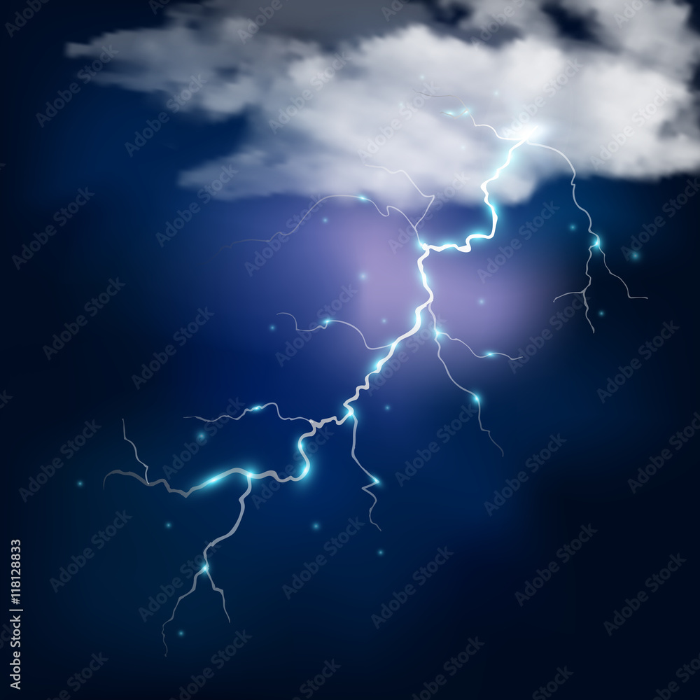 Realistic thunderstorm background. Vector illustration. Realistic thunderstorm background. Vector illustration.