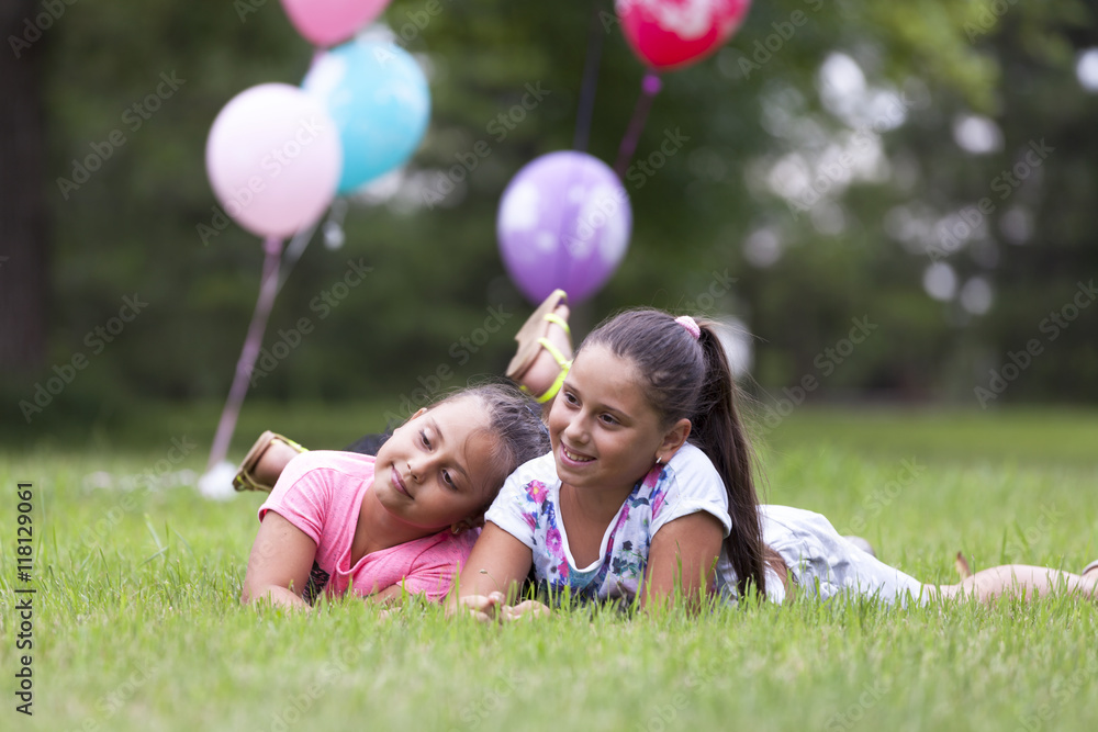 Girls with balloons Girls with balloons