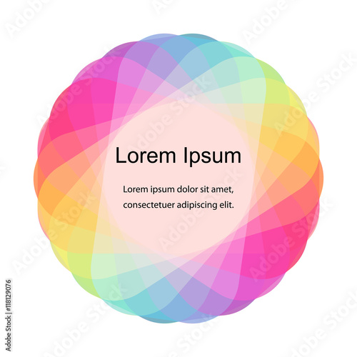 Vector Illustration. Colorful Overlapping Transparent Mosaic Circle. Template for Fliers, Banners, Badges, Posters, Stickers and Advertising Actions. Abstract Background