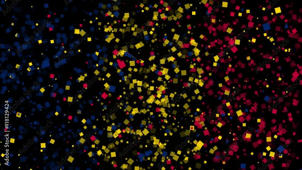 spirited celebratory fireworks from flat confetti particles with main national colors revealing the flag of Chad spirited celebratory fireworks from flat confetti particles with main national colors revealing the flag of Chad