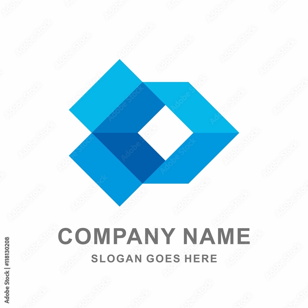 Open Box Geometric Square Shape Vector Logo Template Open Box Geometric Square Shape Vector Logo Template
