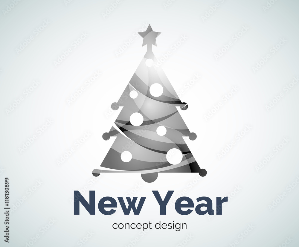 Vector Christmas or New Year tree logo template Vector Christmas or New Year tree logo template