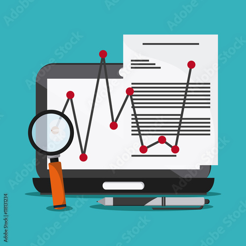 Wallpaper Mural laptop document lupe pen icon. Company rosource design. colorful and flat illustration Torontodigital.ca