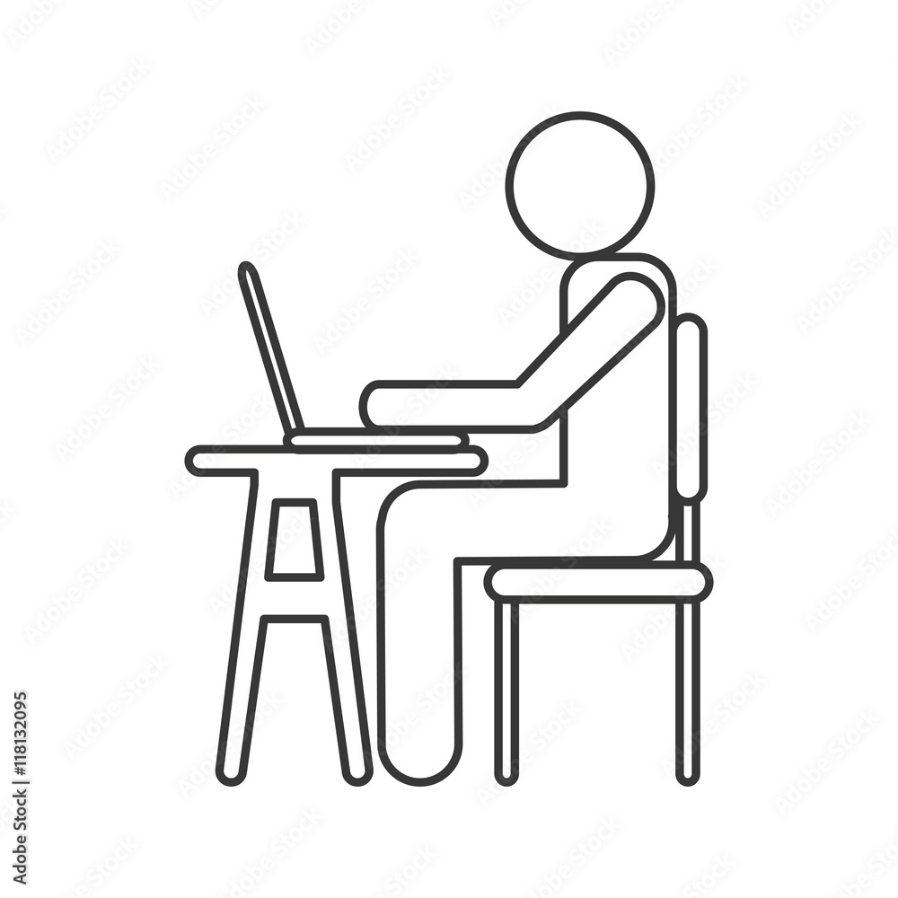 flat design person using laptop icon vector illustration flat design person using laptop icon vector illustration