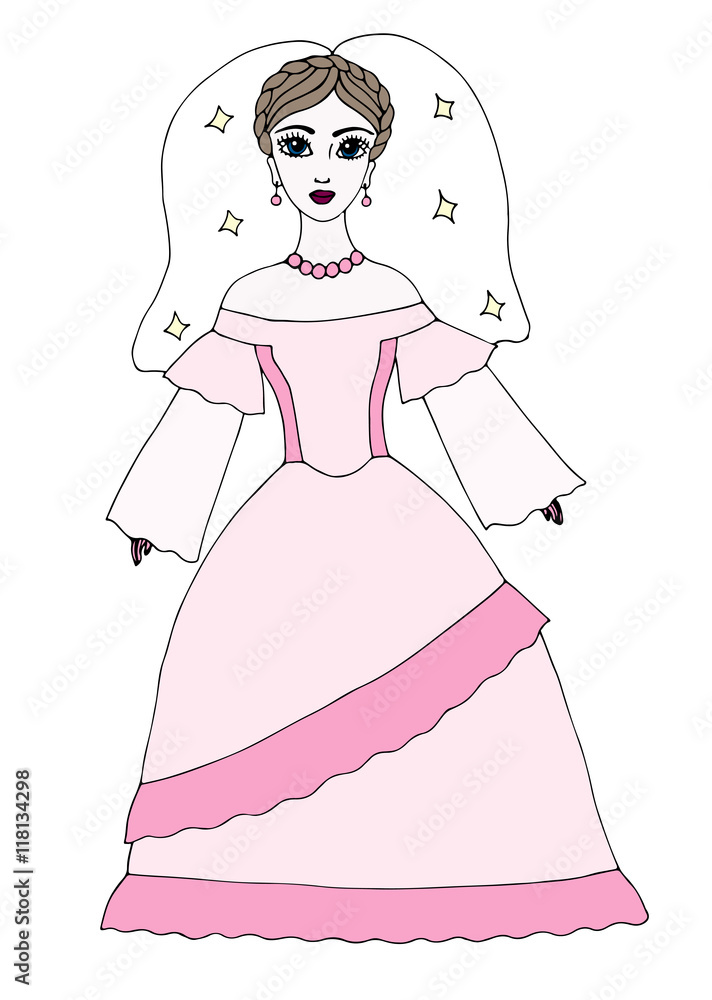 Wedding beautiful girl in long pink dress Wedding beautiful girl in long pink dress