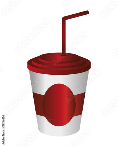 flat design soft drink disposable cup icon vector illustration