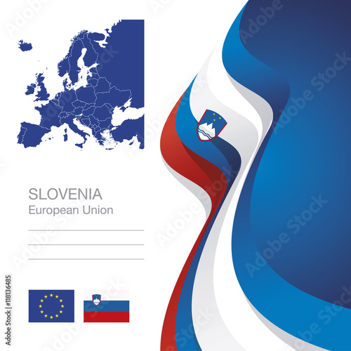 Slovenia European Union flag ribbon map abstract background