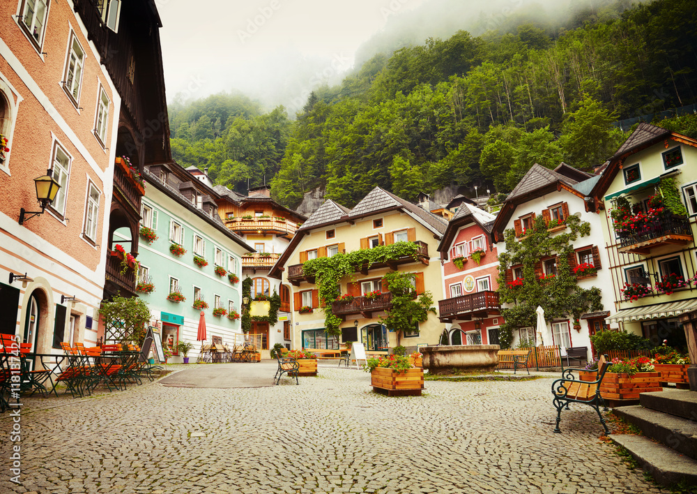 Fototapeta premium Town square in Hallstatt