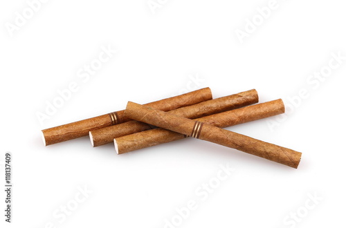 Luxury cigarillo isolated over white 