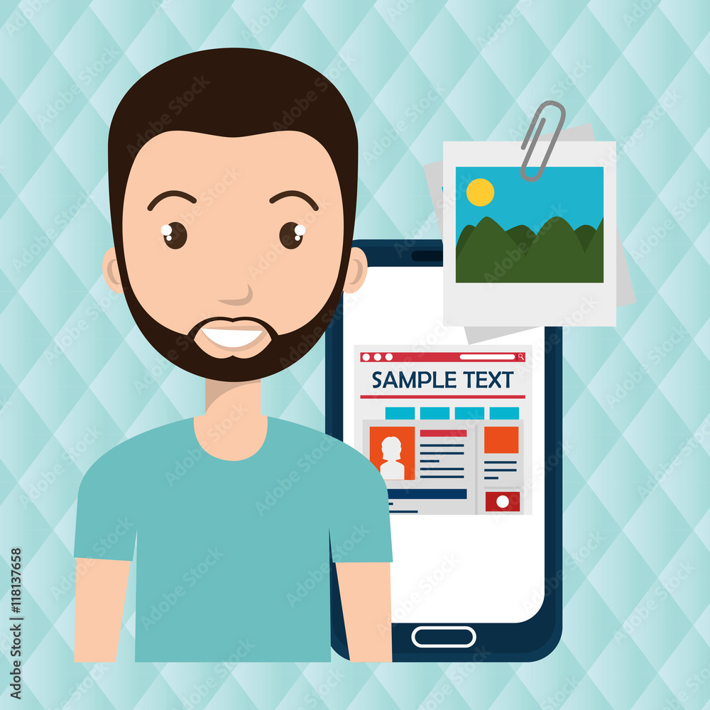 man cellphone speaker news vector illustration graphic man cellphone speaker news vector illustration graphic