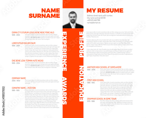 Vector typographic minimalist cv / resume template