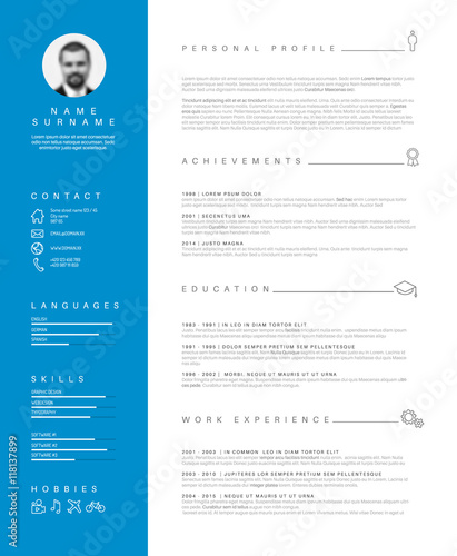 Minimalist resume cv template with nice typography