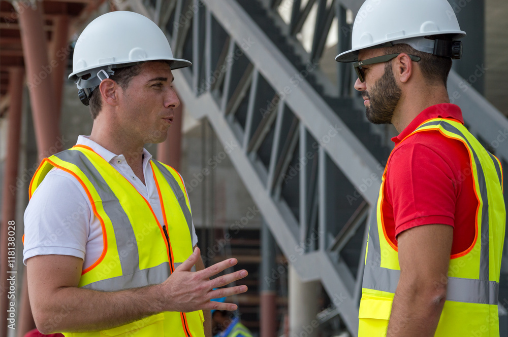 Engineers working in a construction Engineers working in a construction