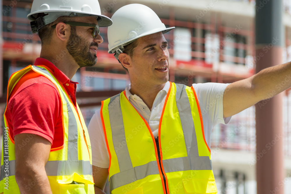 Engineers working in a construction Engineers working in a construction