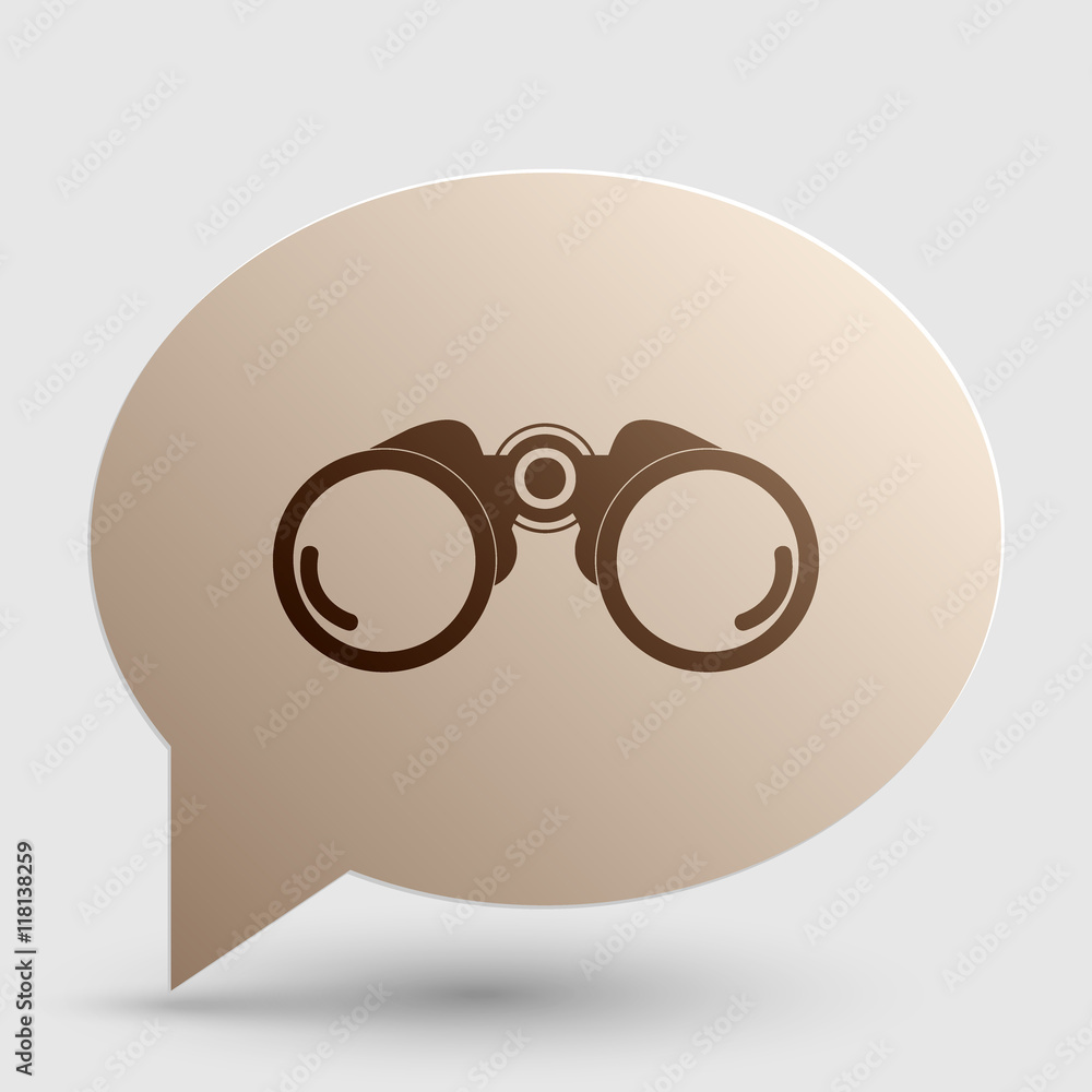 Binocular sign illustration. Brown gradient icon on bubble with shadow. Binocular sign illustration. Brown gradient icon on bubble with shadow.