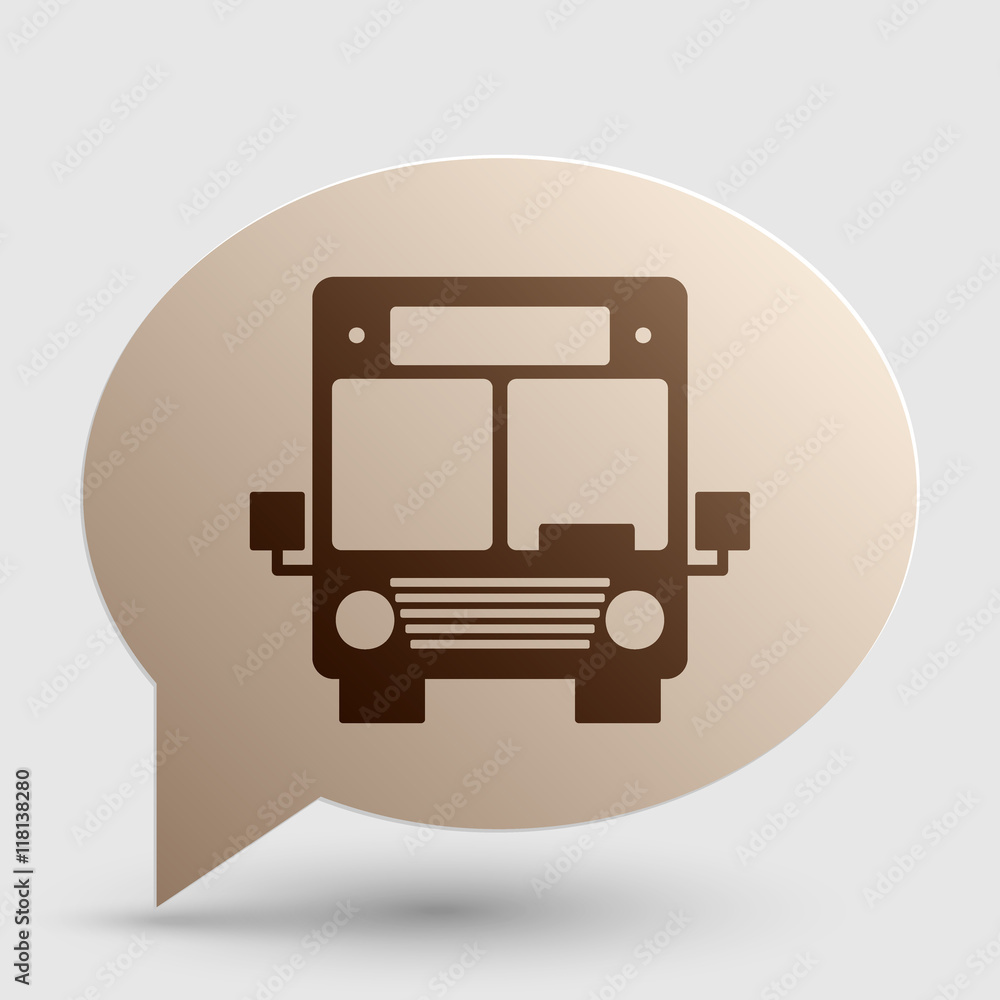 Bus sign illustration. Brown gradient icon on bubble with shadow. Bus sign illustration. Brown gradient icon on bubble with shadow.