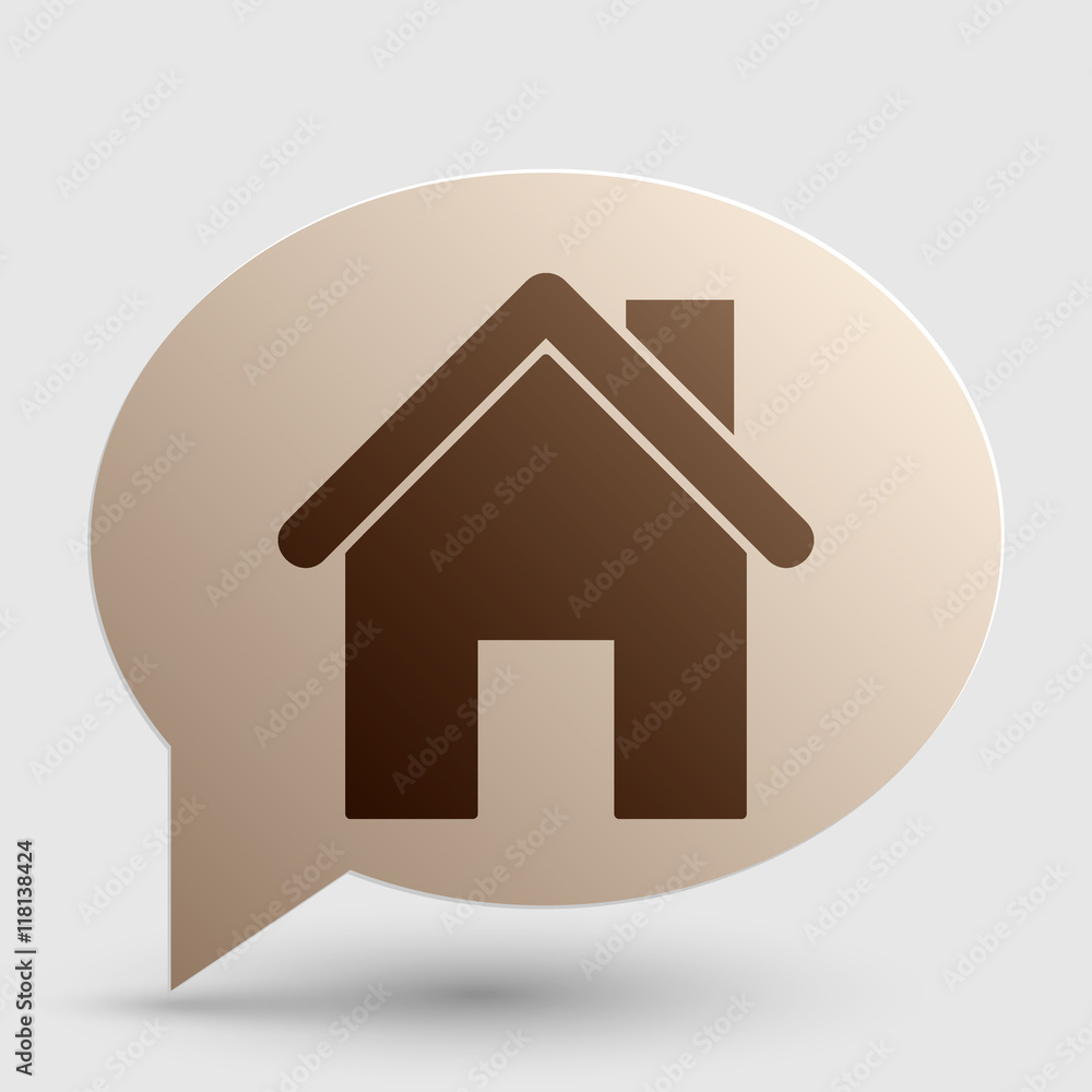 Home silhouette illustration. Brown gradient icon on bubble with shadow. Home silhouette illustration. Brown gradient icon on bubble with shadow.