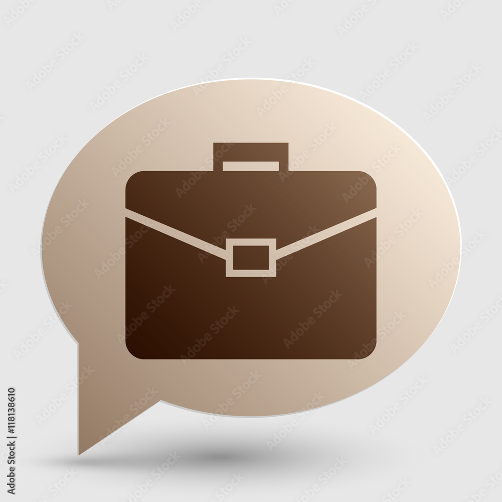 Briefcase sign illustration. Brown gradient icon on bubble with shadow. Briefcase sign illustration. Brown gradient icon on bubble with shadow.