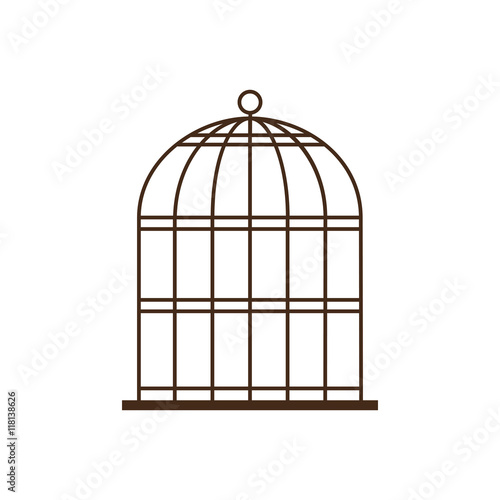 birdcage cage silhouette vintage icon. Isolated and flat illustration, vector