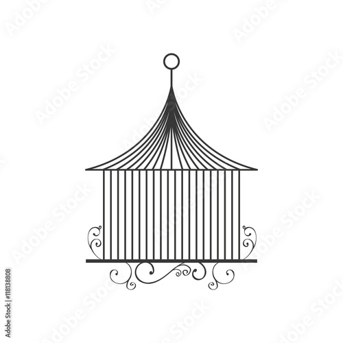 birdcage cage silhouette vintage icon. Isolated and flat illustration, vector
