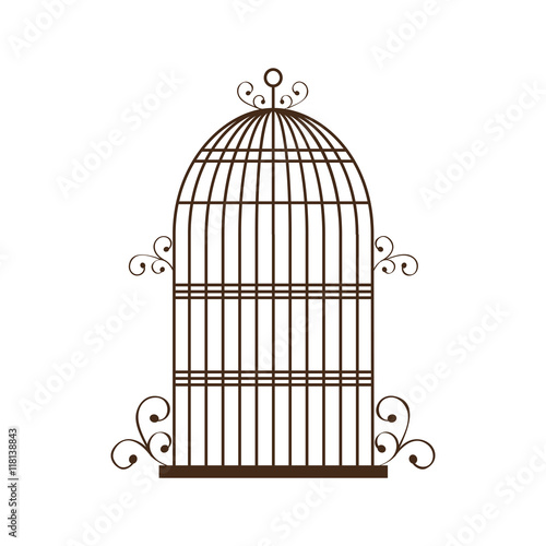 birdcage cage silhouette vintage icon. Isolated and flat illustration, vector
