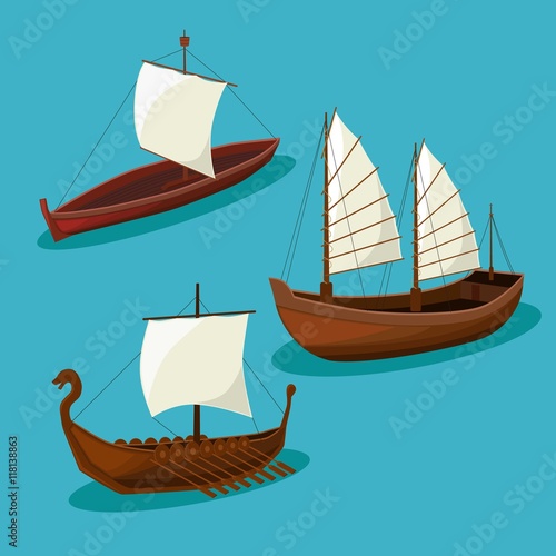 Vector vintage Ships image design set for your illustration, postcards, poster, labels, stickers and other design needs.