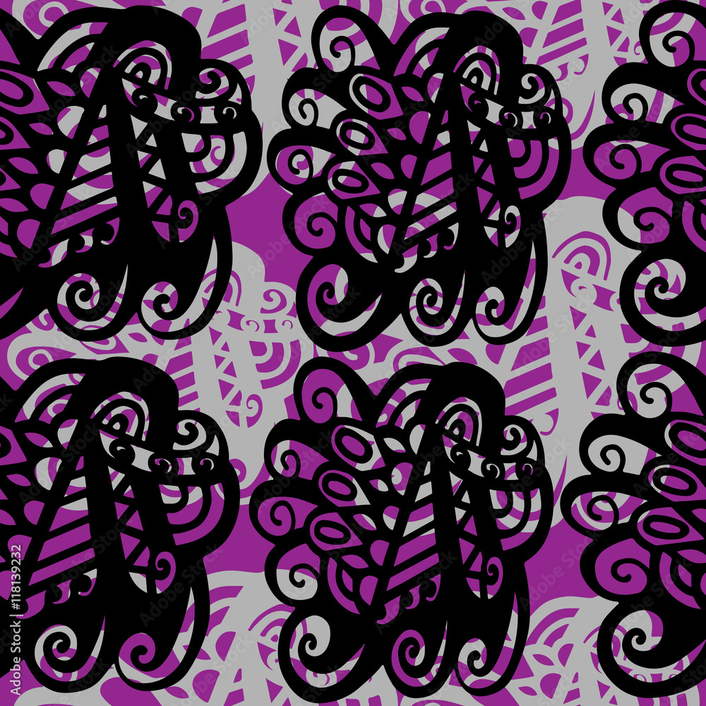 Abstract seamless pattern on the purple background Abstract seamless pattern on the purple background