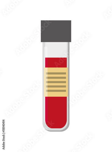 flat design test tube with blood icon vector illustration