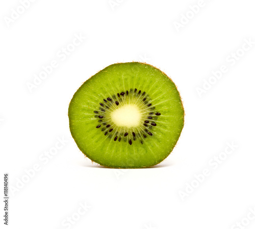 Cross section of ripe kiwi isolated on white background
