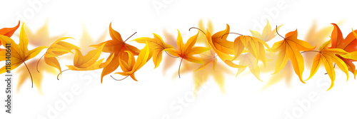 Seamless line of falling autumn maple leaves