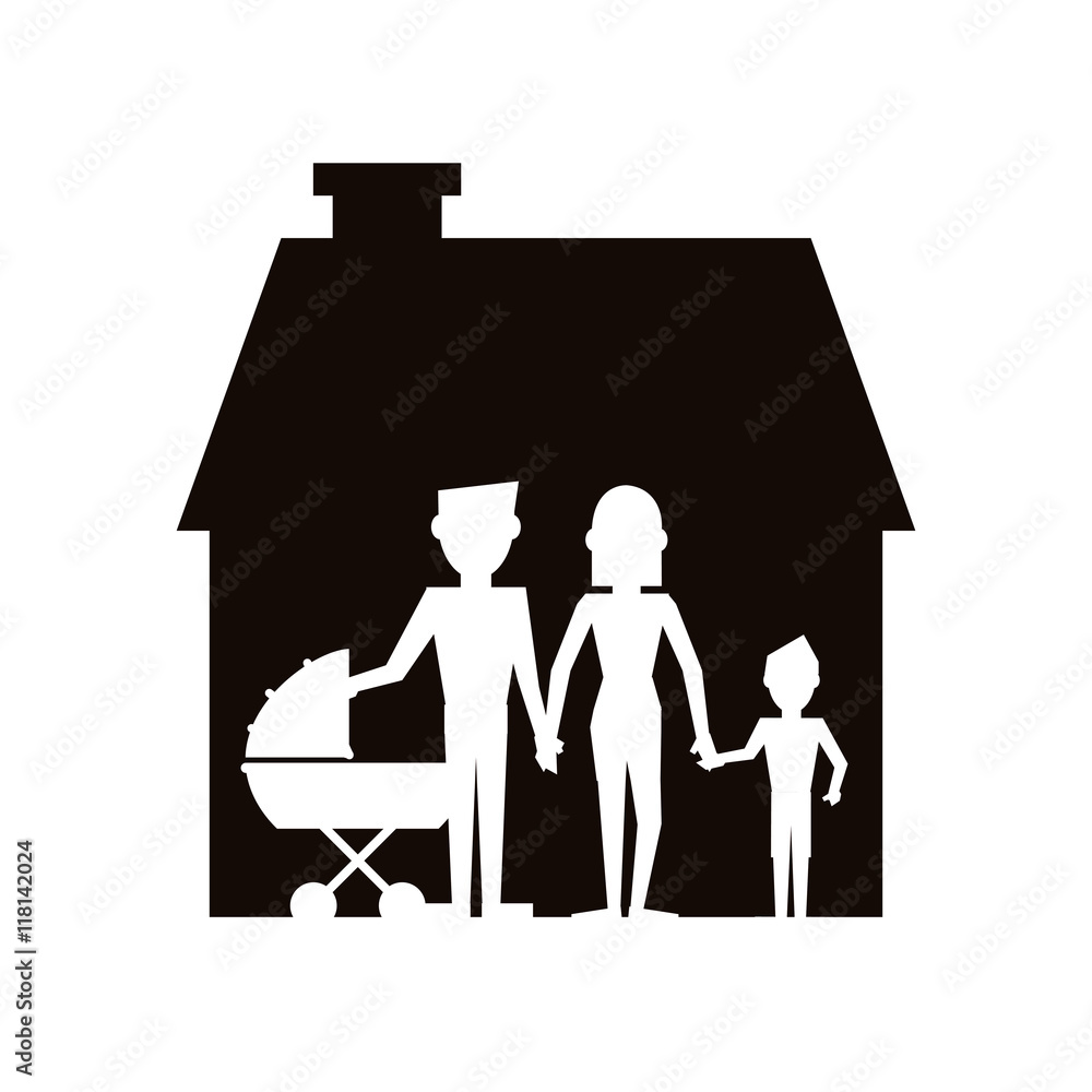flat design family and house pictogram icon vector illustration flat design family and house pictogram icon vector illustration
