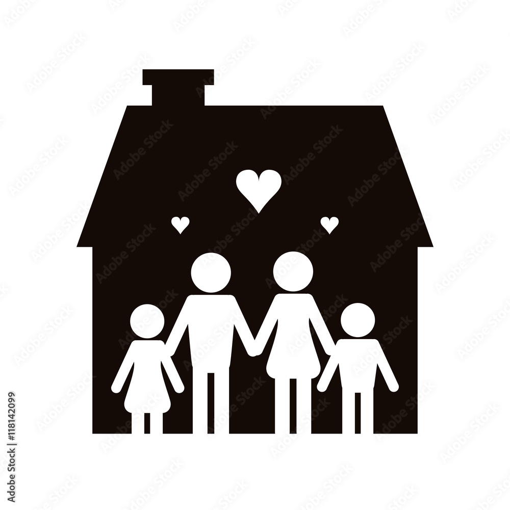 flat design family and house pictogram icon vector illustration flat design family and house pictogram icon vector illustration