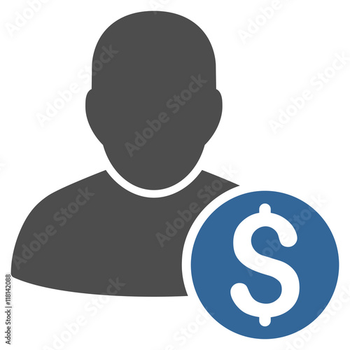 Businessman icon. Vector style is bicolor flat iconic symbol with rounded angles, cobalt and gray colors, white background.