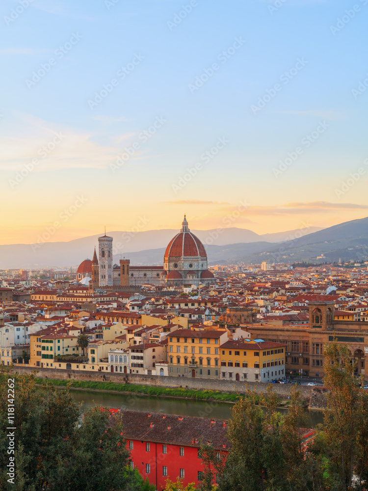 Beautiful views of Florence cityscape in the background Cathedra