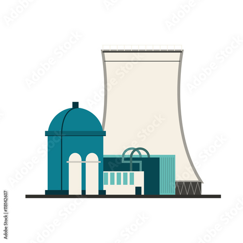 flat design nuclear plant icon vector illustration