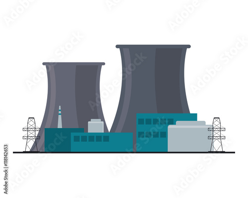 flat design nuclear plant icon vector illustration