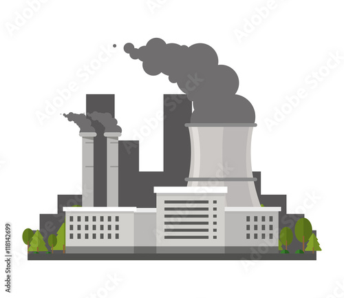 flat design nuclear plant icon vector illustration