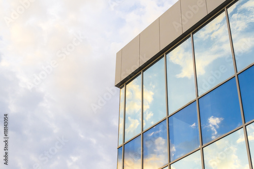 Detail of architecture of modern office buildings of glass. Architectural  glass background.