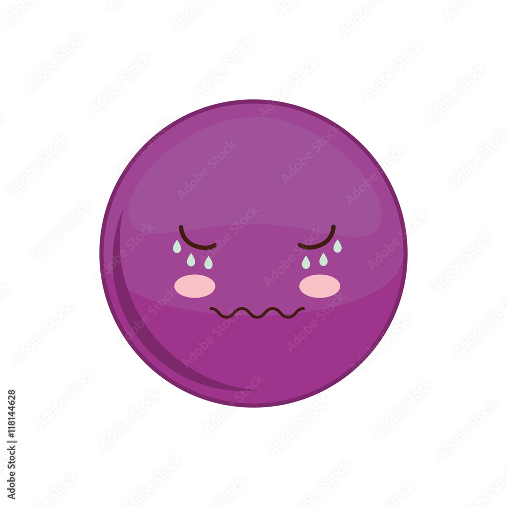 Kawaii cry sphere expression cartoon face icon. Isolated and flat illustration Kawaii cry sphere expression cartoon face icon. Isolated and flat illustration