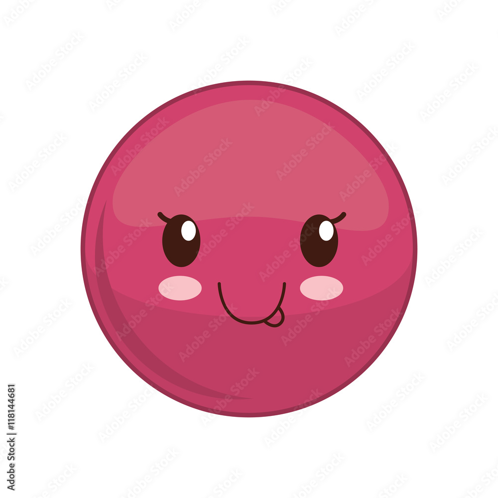 Fototapeta premium Kawaii happy sphere expression cartoon face icon. Isolated and flat illustration