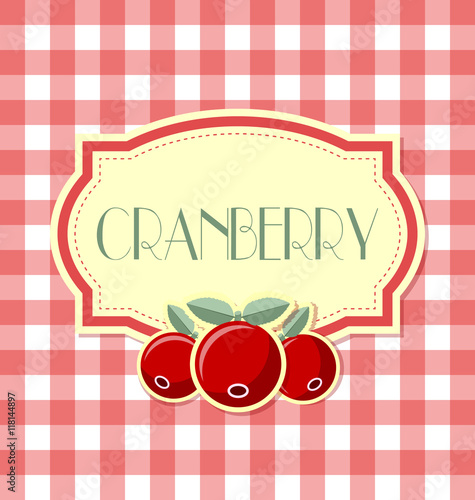 Cranberry label on squared background