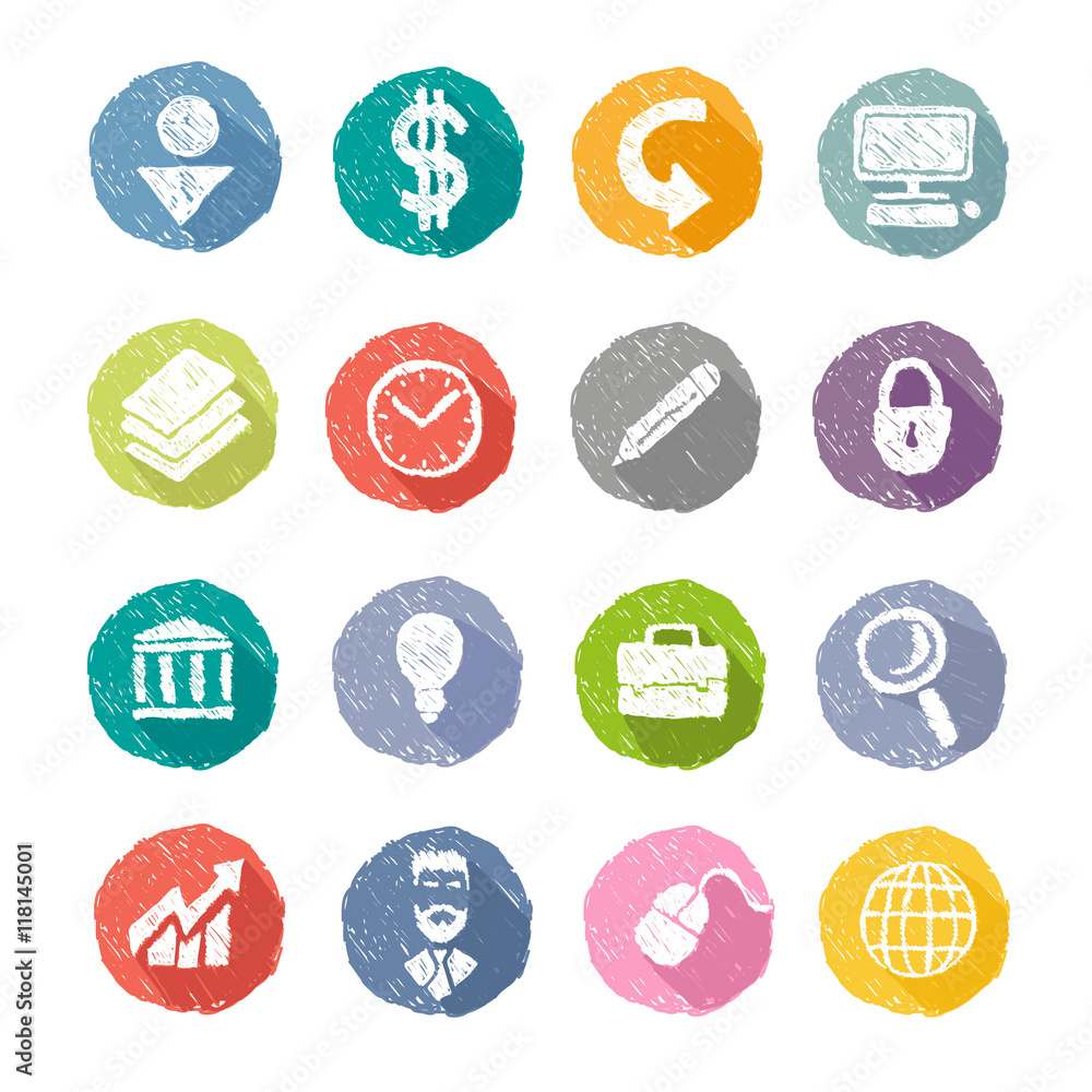 Flat hand drawn icons set, vector illustration Flat hand drawn icons set, vector illustration